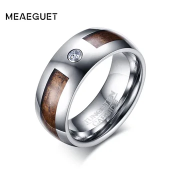 Обручальное кольцо из карбида вольфрама с кубическим цирконием Meaeguet, Мужские Деревянные ювелирные изделия, Обручальные кольца 8 мм