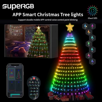 Умные елочные топперы с подсветкой Приложение DIY картинка светодиодный RGB гирлянда с управлением Bluetooth СВЕТОДИОДНЫЙ звездный гирлянда Водопад Рождество