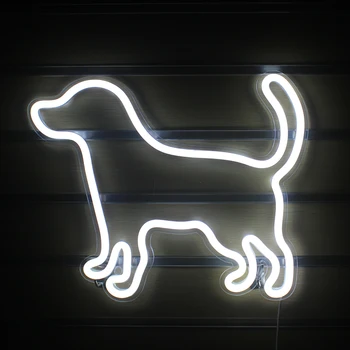 Wanxing LED Неоновая Вывеска В Форме Маленькой Собаки, Акриловая Настенная Подвесная Неоновая Ночная Лампа USB Power Для Магазина Kawaii Room Decor, Подарок