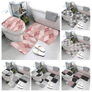 Домашний коврик для ванной комнаты, коврик для ног с цветным мраморным рисунком, современные аксессуары для ванной, коврик для унитаза, противоскользящий ковер для ванны