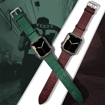 Ремешок Для Apple Watch leather Band series Ultra 8 7 6 5 4 3 SE 49 мм 41 мм 42 мм 38-45 мм 44 мм спортивный браслет с петлей iWatch 44 мм 40 мм