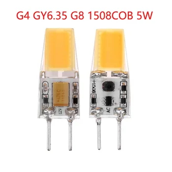 G4 GY6.35 G8 Светодиодная Лампа Натуральный Белый 4000 К 5 Вт ACDC12V AC110V Мини Cob Прожектор Хрустальная светодиодная Люстра Лампа Заменить 40 Вт Галогенная