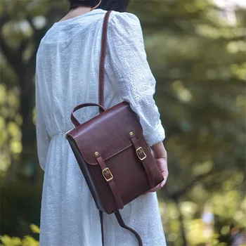 Повседневный винтажный роскошный женский рюкзак из натуральной кожи для путешествий на открытом воздухе, сумка для книг из натуральной воловьей кожи, дизайнерский рюкзак для выходных
