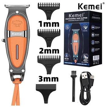 Оригинальный Kemei Мощный Парикмахерский металлический Триммер для волос для мужчин, Электрический Триммер для бороды, Перезаряжаемая машинка для стрижки волос