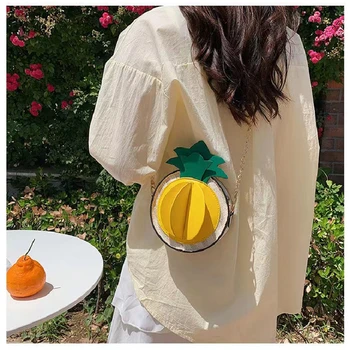 Летняя Мини-сумка на одно плечо с цепочкой в виде ананаса 2022, Модная Прозрачная сумка через плечо из искусственной кожи, сумки для мобильных телефонов
