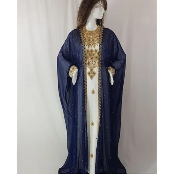 Темно-синие кафтаны Farasha Abaya Дубай Марокко, очень необычное платье, европейский и американский модный тренд