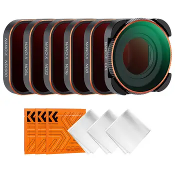 Комплект фильтров для экшн-камеры K & F Concept (CPL + ND8 + ND16 + ND32 + ND64 + ND1000) с антибликовой зеленой пленкой для GoPro Hero 9/10/11/12