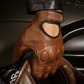 Кожаные перчатки, Мотоциклетные перчатки, Мужские, женские, с сенсорным экраном, дышащие, для мотогонок, для езды на мотоцикле, защитное снаряжение, перчатки для мотокросса