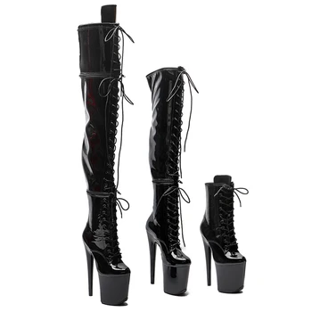 Leecabe/20 см/8 дюймов, сапоги с лакированным верхом, на молнии, с разрезом, женские новые дизайнерские ботинки с тремя способами ношения, съемные сапоги на экстремально высоком каблуке