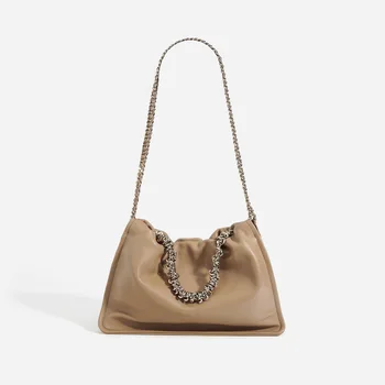 Французская роскошная Женская спортивная сумка, сумка через плечо, модная женская сумка из воловьей кожи, простая сумка на одно плечо, плиссированная сумка