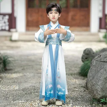 Костюм Танг в китайском стиле для мальчиков Hanfu Сценическая одежда Костюм для Косплея Одежда для выступлений