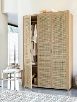 Nordic Vine трехдверный шкаф-купе, Комната для образцов, шкафчики для хранения из массива дерева, Домашняя спальня, Большой шкаф