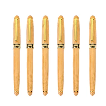 100 шт. Шариковая ручка с бамбуковой деревянной ручкой, ручка-роллер для Подписи, Деловая Офисная Авторучка
