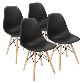 Обеденные стулья Lacoo Предварительно собранный современный стиль DSW Стул Classic Shell без подлокотников для кухни, столовой, гостиной