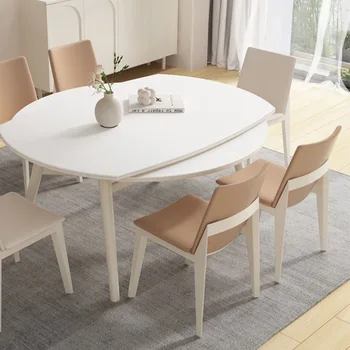 Белые современные ножки, Металлический обеденный стол и стулья, набор из 6 Роскошных кофейных столиков, складной столик, Выдвижная Бесплатная доставка Meuble Furniture