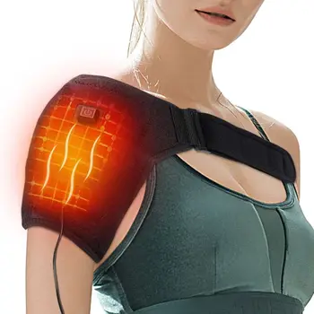 Электрический Нагревательный Плечевой Массажер Бандаж для Снятия боли при артрите суставов, вибрация, светодиодный контроллер, регулируемый поддерживающий ремень, защитный ремень