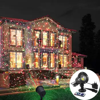 Открытый движущийся лазерный проектор с полной звездой неба, ландшафтное освещение, красный и зеленый светодиодный сценический светильник для рождественской вечеринки, садовые фонари