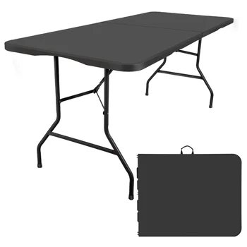 Прямоугольный черный пластиковый складной стол длиной 6 футов, офисные столы