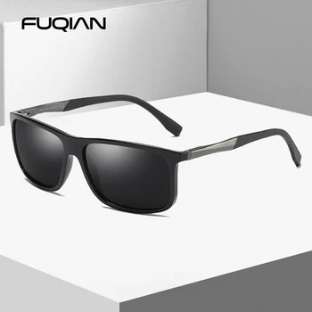 Брендовая дизайнерская обувь FUQIAN, Квадратные Поляризованные мужские Солнцезащитные очки TR90, Ультралегкие Солнцезащитные Очки, Мужские винтажные очки для вождения