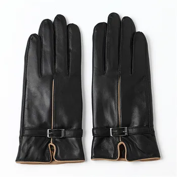 Новые дизайнерские женские перчатки из натуральной кожи и овчины, теплые зимние велосипедные перчатки с полными пальцами на осень