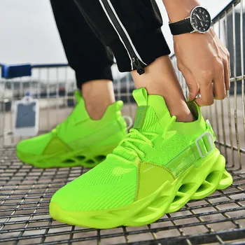 Лидер продаж, сетчатые флуоресцентные зеленые кроссовки для бега для мужчин, Дешевые Легкие мужские кроссовки, модная дышащая спортивная обувь для мужчин