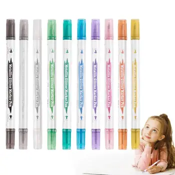 Маркерные ручки 10 Цветов С двойной головкой, Маркер для краски, Перманентный маркер, ручка для рисования, Канцелярские принадлежности, Канцелярские принадлежности