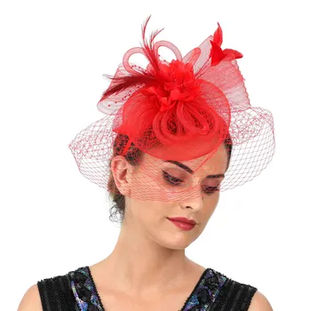 Женская фетровая шляпа с сеткой, ажурная вуаль, Маленькие перья, Фетровые шляпы, Заколки для волос, Свадебный Головной убор для коктейлей, Аксессуар для волос
