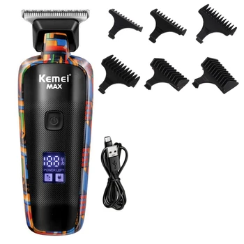 Электрическая машинка для стрижки волос Kemei, USB Перезаряжаемая Машинка для стрижки волос Для мужчин с принтом Граффити, Профессиональный Триммер