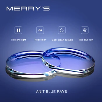 MERRYS Анти-Блокировка синего Света 1,56 1,61 1,67, Рецептурные Асферические Очки Из Смолы CR-39, Линзы для Близорукости, Дальнозоркости, Линзы для Пресбиопии