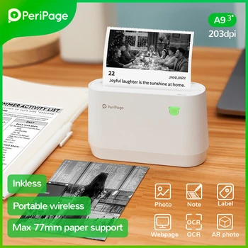 PeriPage портативный термопринтер Bluetooth A9 с разрешением 203 точек на дюйм, тепловое изображение, фото, накладная, мини беспроводной принтер для Android IOS