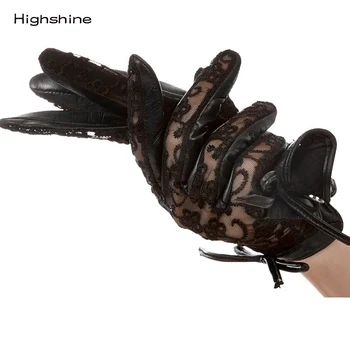 Новые женские Роскошные Элегантные Кружевные перчатки из натуральной кожи, Женские Весенние кожаные перчатки для вождения, Варежки, женские вечерние перчатки с сенсорным экраном