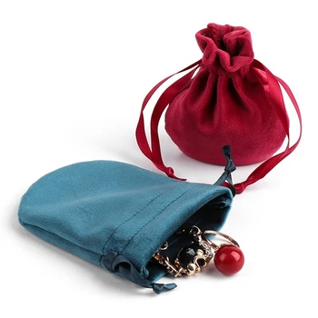 10x13 см, мини-бархатные сумки на шнурке, серьги с круглым дном, упаковка ювелирных изделий, переносная маленькая тканевая сумка для подарка на свадьбу