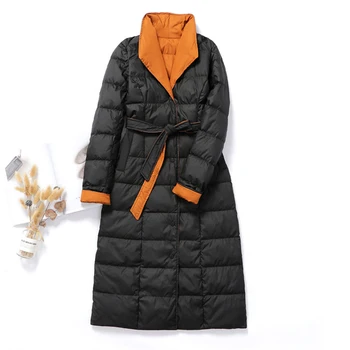 Новые зимние модные женские куртки на утином пуху, ультралегкое длинное пальто, осенние тонкие повседневные парки