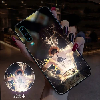 Аниме Входящий вызов Светодиодный Мигающий Светящиеся чехлы для телефонов Загораются Светящийся стеклянный чехол для телефона Huawei Nova 8 9 Pro P30 P50