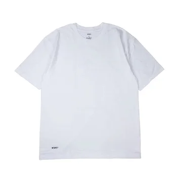 WTAPS/ однотонная базовая пара, плотная простая базовая рубашка с круглым вырезом, футболка с небольшим воротником и короткими рукавами, удобная дышащая