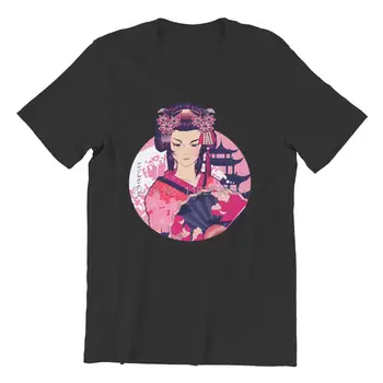 Мужская футболка GEISHA, Винтажная Мужская хлопковая футболка с коротким рукавом, Футболки, топы, аниме Harajuku, Уличная одежда Оверсайз
