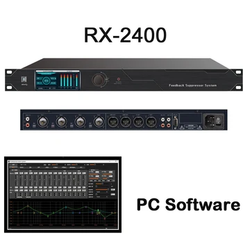 Профессиональная цифровая система подавления обратной связи RX-2400, автоматический микшер с частотным переключением, устройство для защиты от шума на сцене конференции