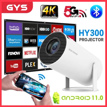 HY300 Android 11,0 Мини-Проектор СВЕТОДИОДНЫЙ Проектор для домашнего Кинотеатра 200ANSI 720P WIFI Smart TV для 1080P 4K Через HDMI с Сумкой для переноски