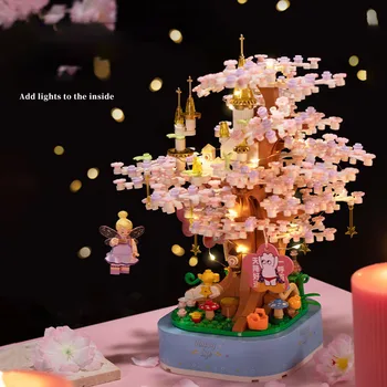 Романтическая музыкальная Шкатулка в цвету вишни, Детские развивающие Собранные строительные блоки, игрушка, подарок для пары
