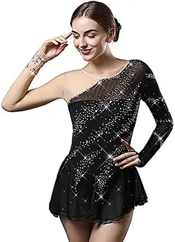 Платье для катания на коньках для девочек, черная юбка для танцев на коньках для соревнований, 9 цветов