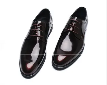 Мужские кожаные модельные туфли в английском стиле с круглым носком, мужские черные деловые двухцветные свадебные туфли в Английском стиле, Бесплатная доставка