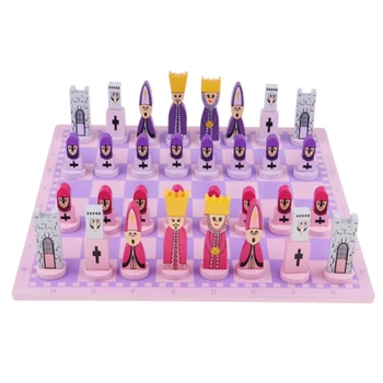 Дорожный набор шахмат с шахматной доской, развивающие игрушки для детей и взрослых, розовый