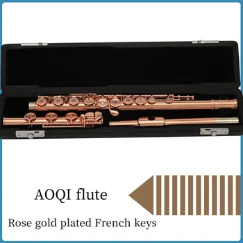 Высококачественная французская канавка с покрытием из розового золота, 17 клавиш, открытые отверстия, B-Образная ножка, итальянские накладки с корпусом