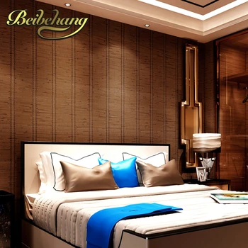 обои beibehang в стиле Юго-Восточной Азии, соломенная текстура, классические обои в вертикальную полоску, мощеный фон для ресторана den