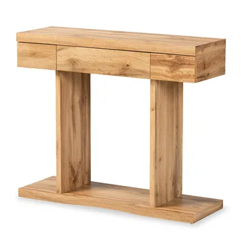 Консольный столик Baxton Studio Otis Современный, Отделанный Дубом Коричневого Цвета с 3 выдвижными ящиками