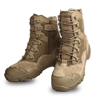 Высокие походные ботинки, мужские водонепроницаемые охотничьи ботинки, тактические боевые ботильоны в пустыне, мужские военные горные кожаные кроссовки