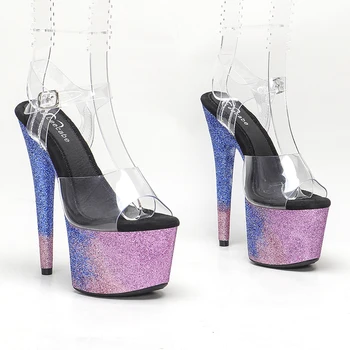 Женские блестящие босоножки на платформе 17 см/7 дюймов, вечерние туфли на высоком каблуке, Обувь для танцев на шесте