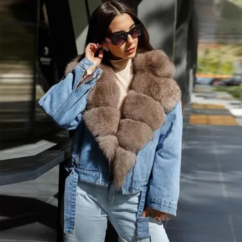 Весенне-осенняя джинсовая куртка Женская Уличная модная Свободная и теплая флисовая меховая куртка, пальто женское