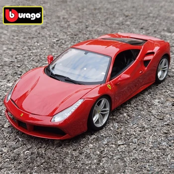 Bburago 1:18 Модель спортивного автомобиля из сплава Ferrari 488 GTB, Литая под давлением Металлическая Игрушечная Гоночная модель Автомобиля, Коллекция Высокого Моделирования, Детский Подарок