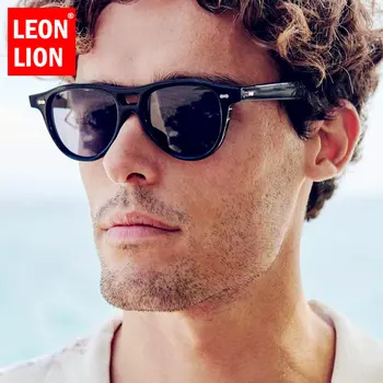 LeonLion 2023 Круглые Винтажные Солнцезащитные очки Мужские Маленькие Роскошные Очки Мужские/Женские Дизайнерские Очки Мужские Зеркальные Gafas De Sol Mujer UV400
